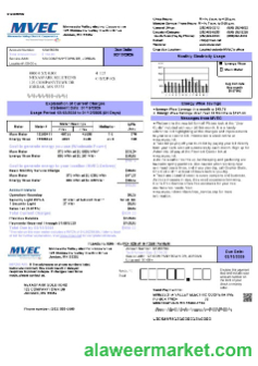 USA Minnesota Valley Electric Cooperative (MVEC) business utility bill template in Word and PDF formats